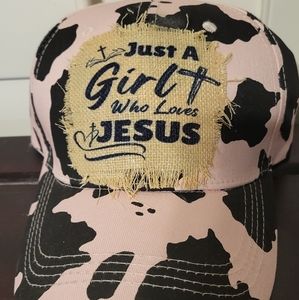 Reborn Creations Hat with Christian quote on distressed patch.